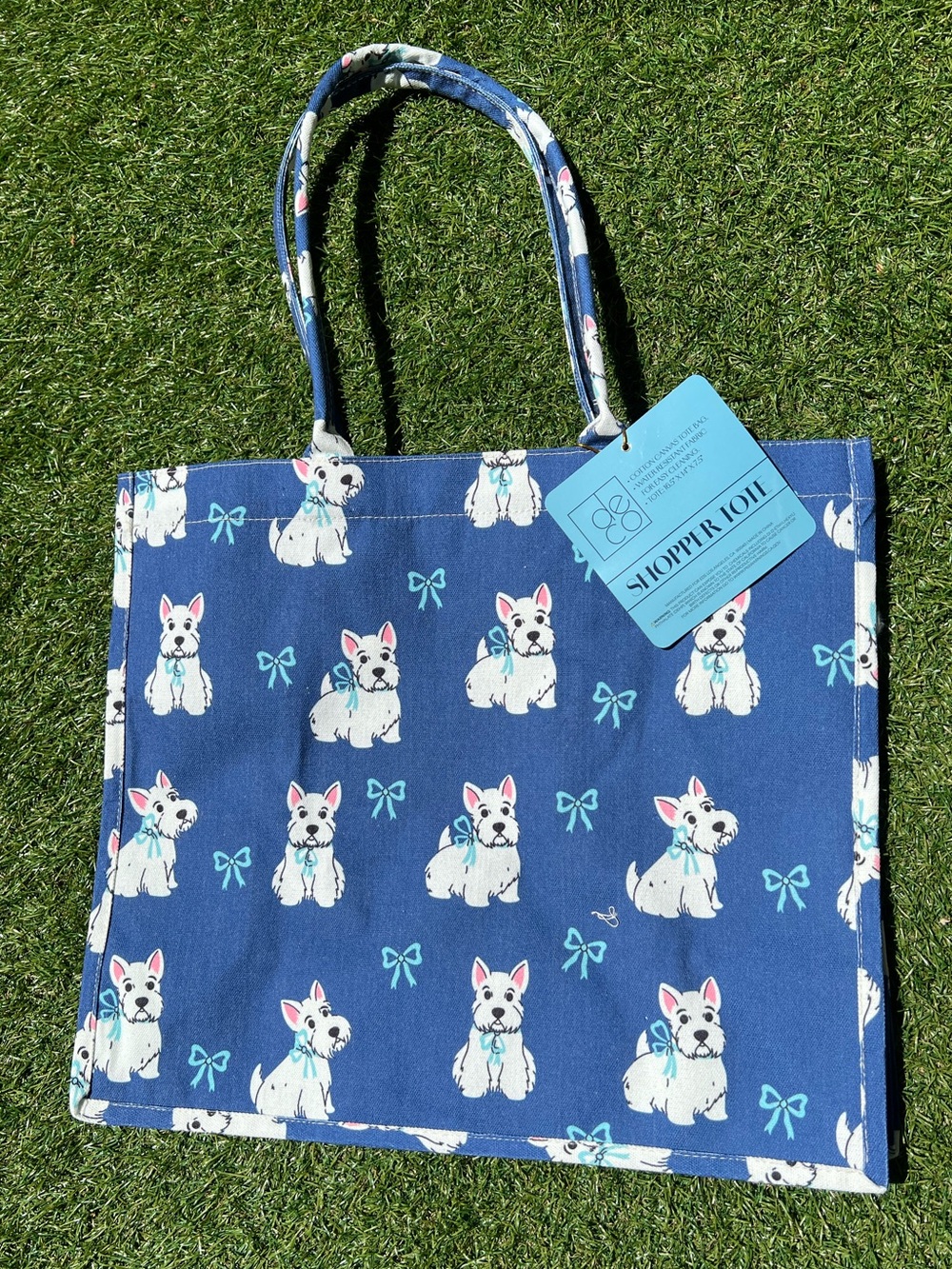 Westie Terrier Dog w/Bows Canvas Tote